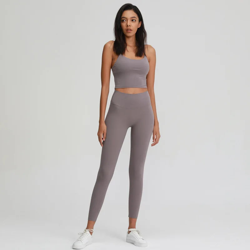 Naked Feel Yoga Set Women Sport Suit Gym Clothing Workout Set 2PCS High Waist Fitness Leggings+Sports Bra Sport Outfit for Woman