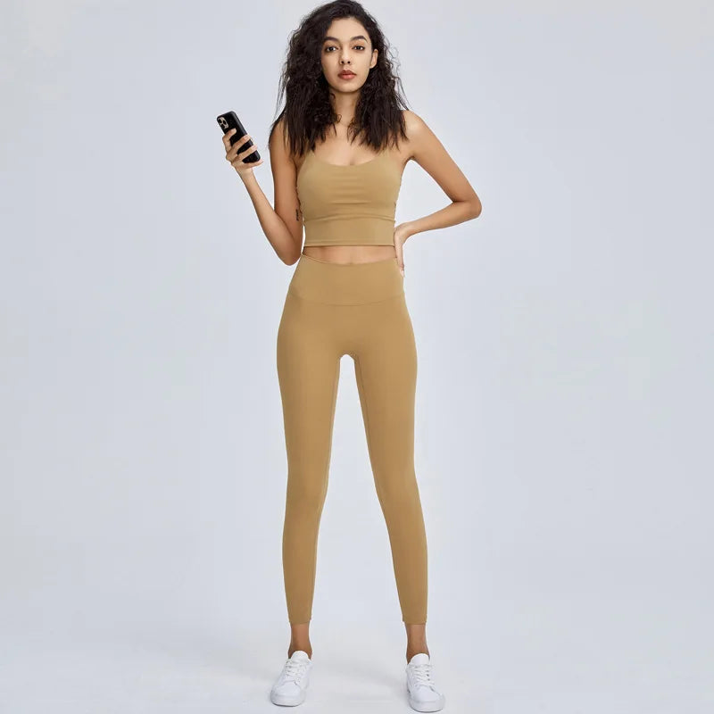 Naked Feel Yoga Set Women Sport Suit Gym Clothing Workout Set 2PCS High Waist Fitness Leggings+Sports Bra Sport Outfit for Woman