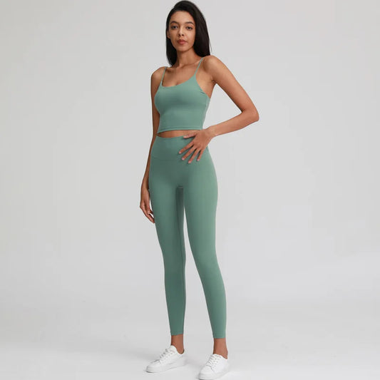 Naked Feel Yoga Set Women Sport Suit Gym Clothing Workout Set 2PCS High Waist Fitness Leggings+Sports Bra Sport Outfit for Woman