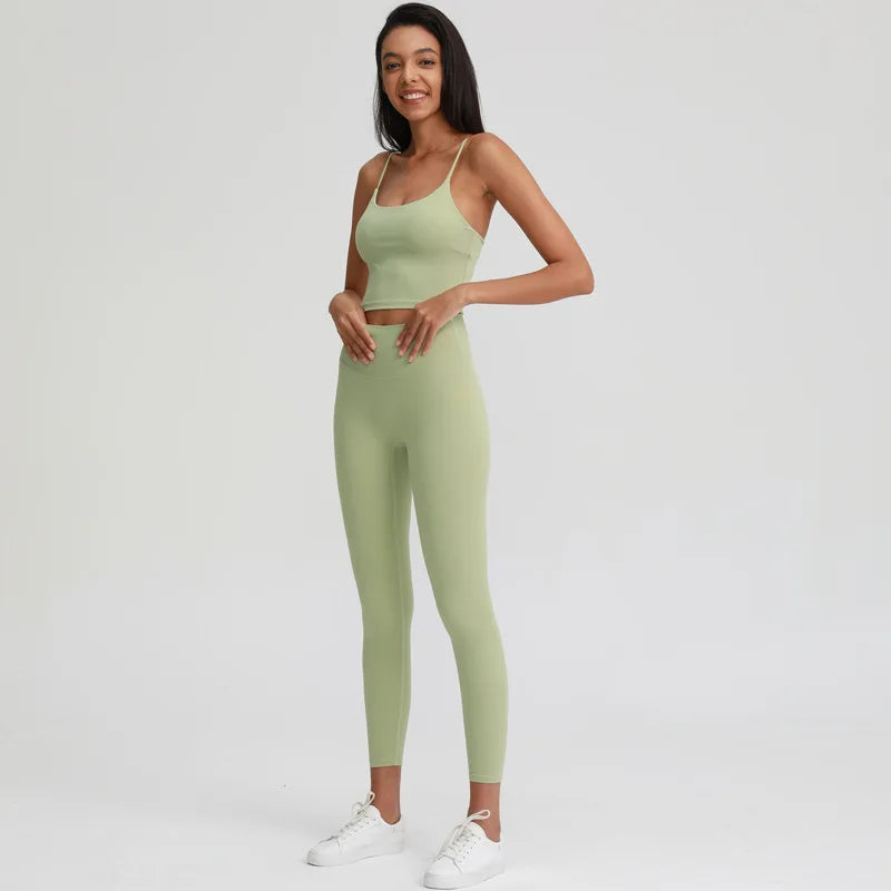 Naked Feel Yoga Set Women Sport Suit Gym Clothing Workout Set 2PCS High Waist Fitness Leggings+Sports Bra Sport Outfit for Woman