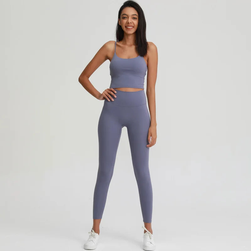 Naked Feel Yoga Set Women Sport Suit Gym Clothing Workout Set 2PCS High Waist Fitness Leggings+Sports Bra Sport Outfit for Woman