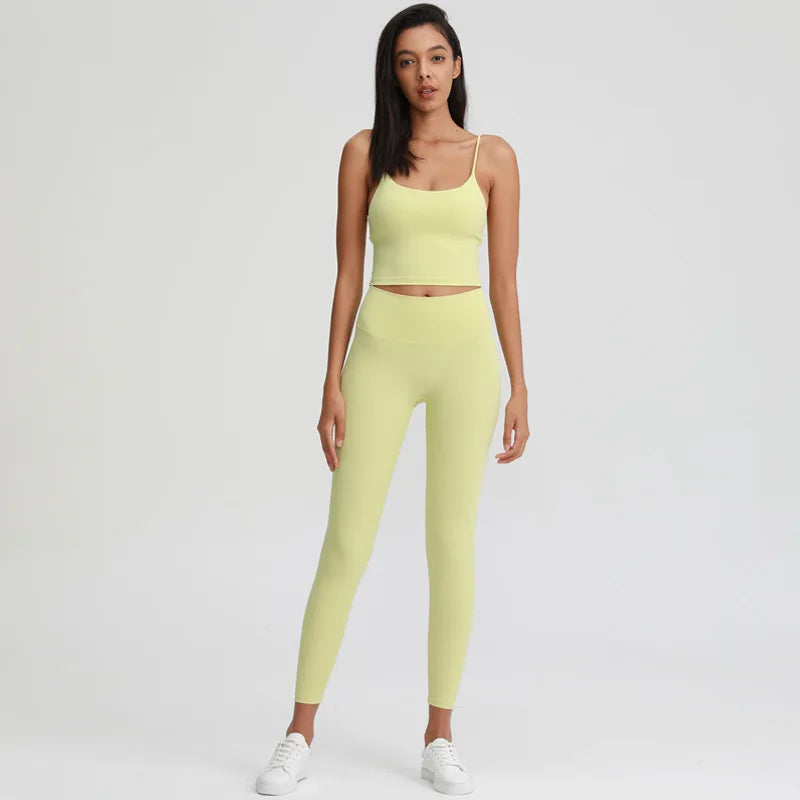 Naked Feel Yoga Set Women Sport Suit Gym Clothing Workout Set 2PCS High Waist Fitness Leggings+Sports Bra Sport Outfit for Woman