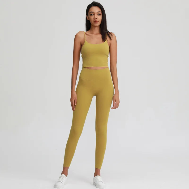 Naked Feel Yoga Set Women Sport Suit Gym Clothing Workout Set 2PCS High Waist Fitness Leggings+Sports Bra Sport Outfit for Woman