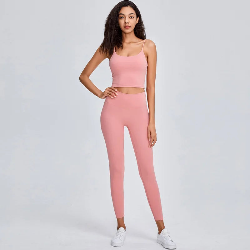 Naked Feel Yoga Set Women Sport Suit Gym Clothing Workout Set 2PCS High Waist Fitness Leggings+Sports Bra Sport Outfit for Woman