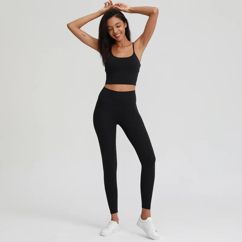 Naked Feel Yoga Set Women Sport Suit Gym Clothing Workout Set 2PCS High Waist Fitness Leggings+Sports Bra Sport Outfit for Woman