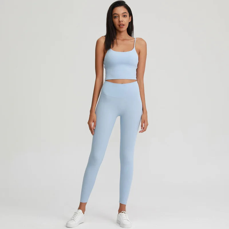 Naked Feel Yoga Set Women Sport Suit Gym Clothing Workout Set 2PCS High Waist Fitness Leggings+Sports Bra Sport Outfit for Woman