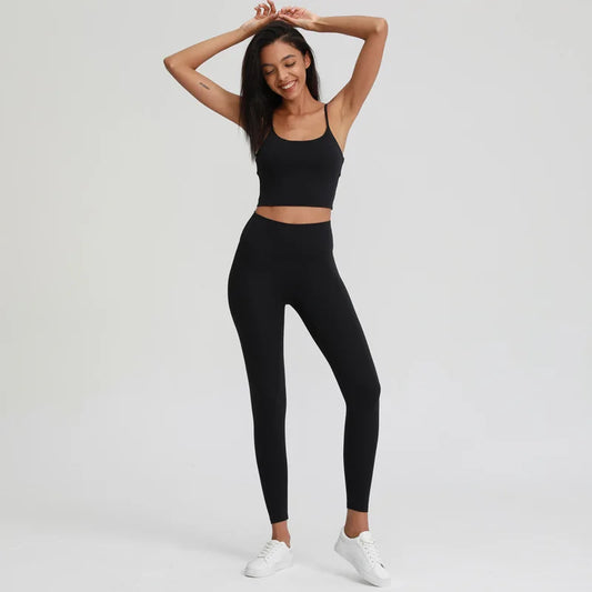 Naked Feel Yoga Set Women Sport Suit Gym Clothing Workout Set 2PCS High Waist Fitness Leggings+Sports Bra Sport Outfit for Woman