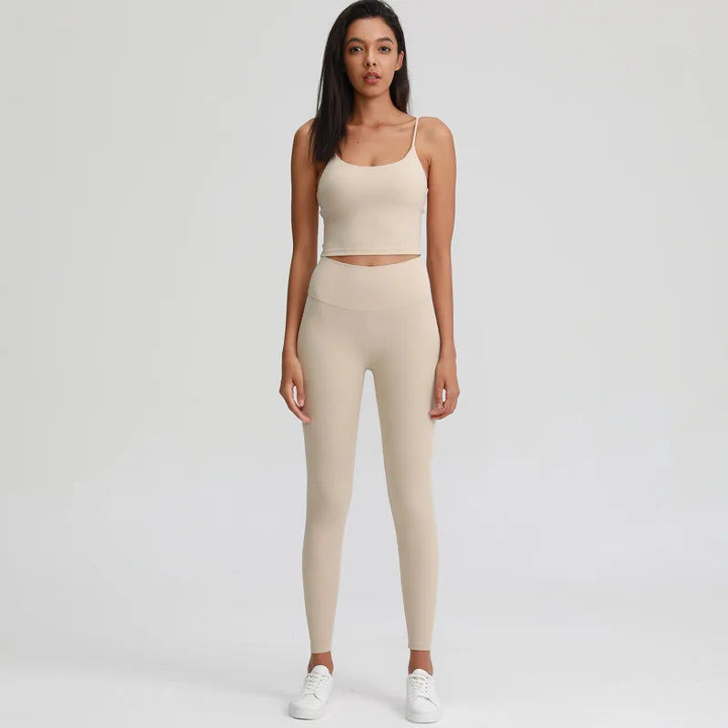 Naked Feel Yoga Set Women Sport Suit Gym Clothing Workout Set 2PCS High Waist Fitness Leggings+Sports Bra Sport Outfit for Woman