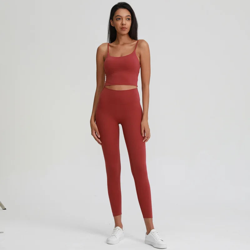 Naked Feel Yoga Set Women Sport Suit Gym Clothing Workout Set 2PCS High Waist Fitness Leggings+Sports Bra Sport Outfit for Woman